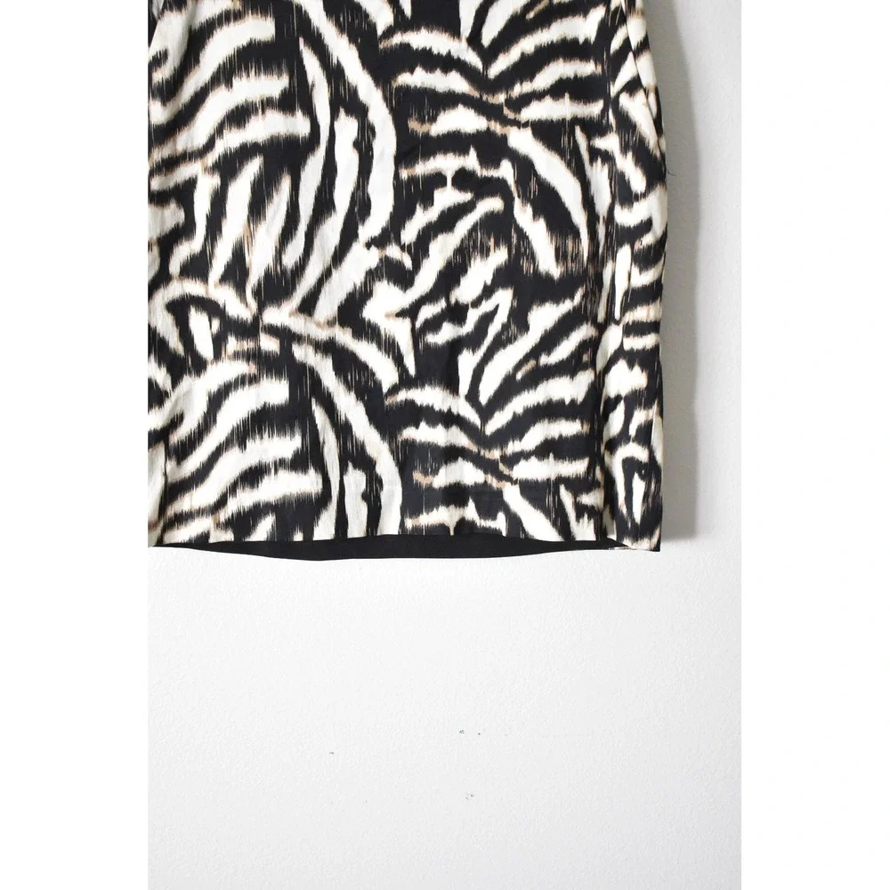 Ann Taylor Pencil Skirt Womens 8 Black Zebra Ikat Modern Professional Mini Skirt - Picture 3 of 7